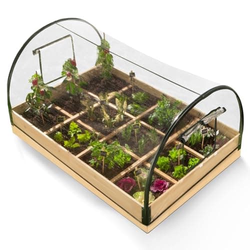 IDMarket carré potager 12 compartiments + housse de serre
