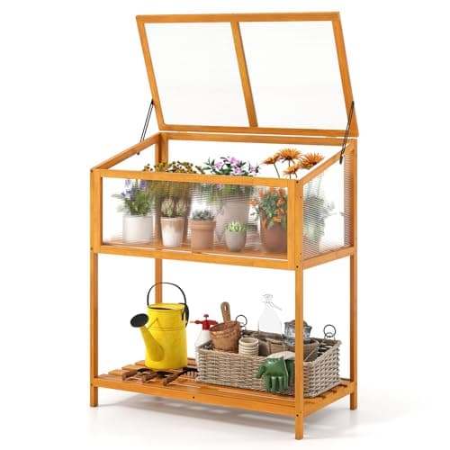 GOPLUS serre de jardin en bois 90x50x105cm