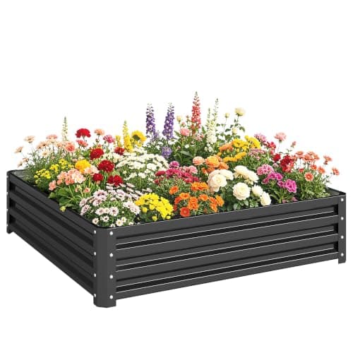 Outsunny carré potager métal galvanisé 120x120x30cm